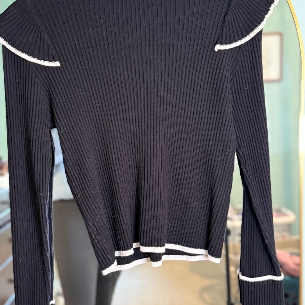 Black Ruffled Long Sleeve Sweater - Picture 5 of 5
